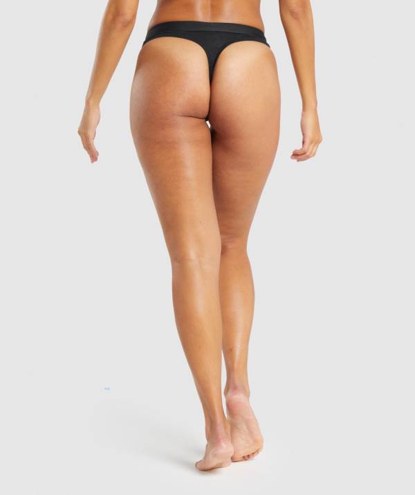 Damske Spodne Pradlo Gymshark Cotton Thong Čierne | SJ3519746